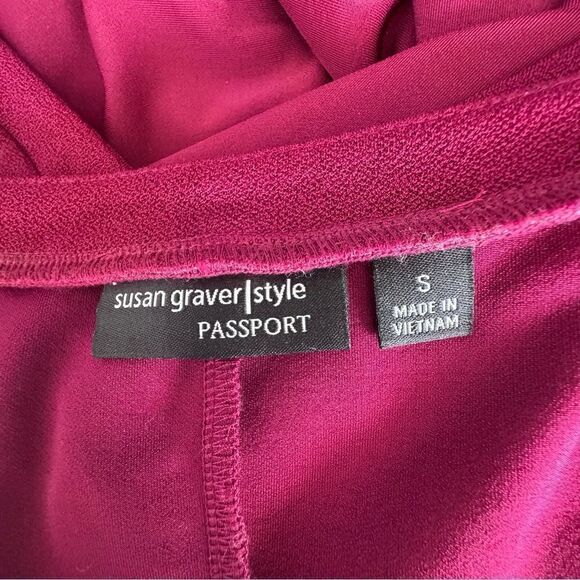 Susan Graver Sleeveless Dress Midi Style Passport Burgundy Size Small - Picture 8 of 11